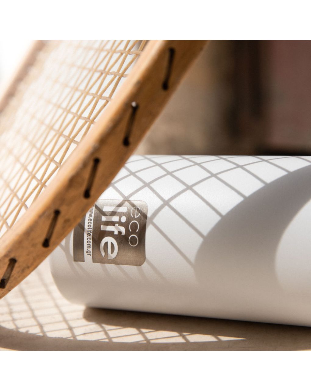 Ecolife ανοξέιδωτο μπουκάλι θερμός με καπάκι bamboo 500ml whilte 33-bo-3029 - Ecolife