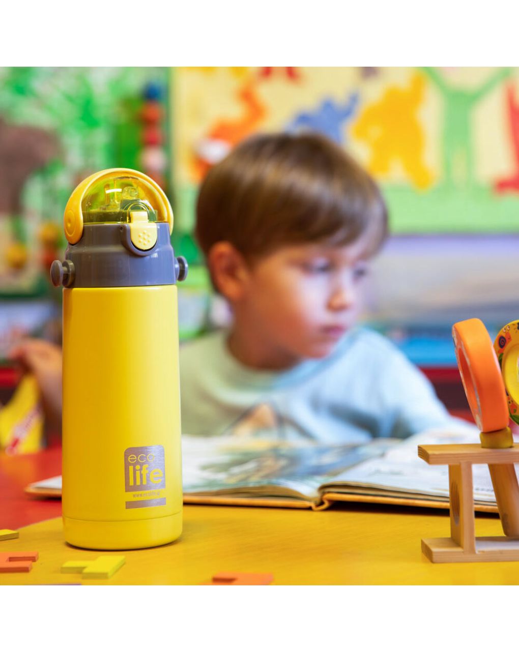Ecolife ανοξείδωτο παγούρι kids thermos 400ml yellow 33-bo-2996 - Ecolife