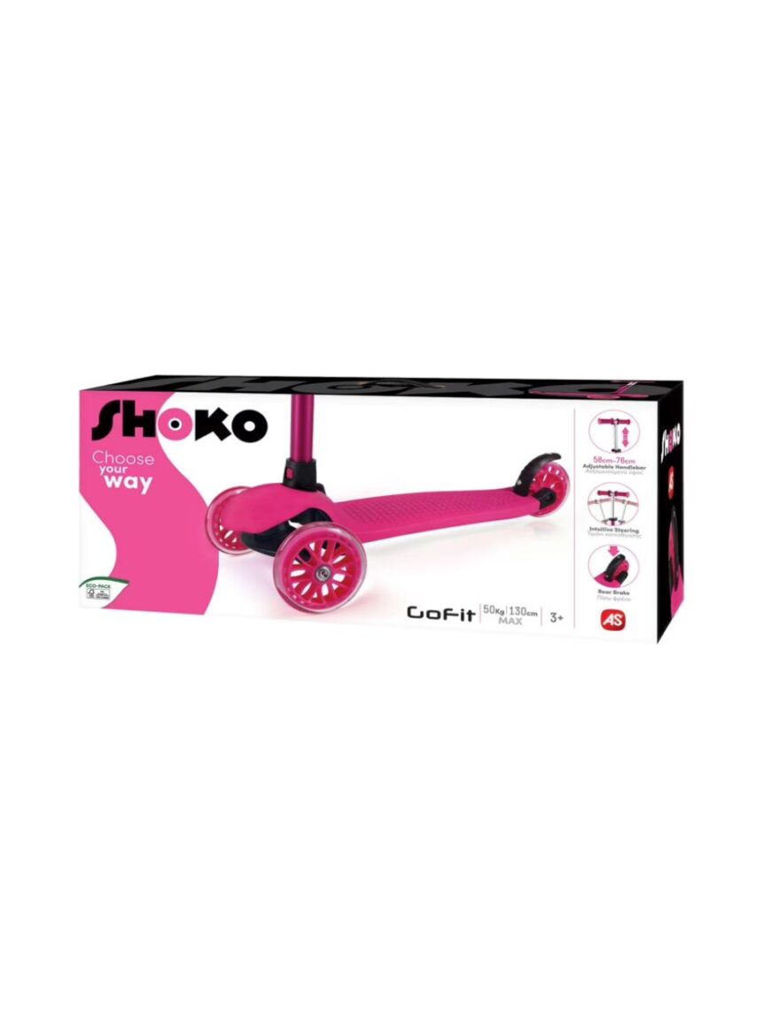 Shoko - παιδικό πατίνι go fit με 3 ρόδες σε ροζ χρώμα για 3+ χρονών 5004-50515 - Shoko