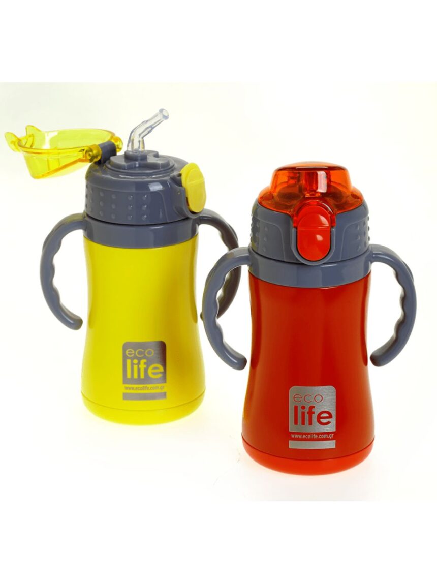 Ecolife ανοξείδωτο παγούρι με καλαμάκι kids thermos 300ml red 33-bo-2999 - Ecolife