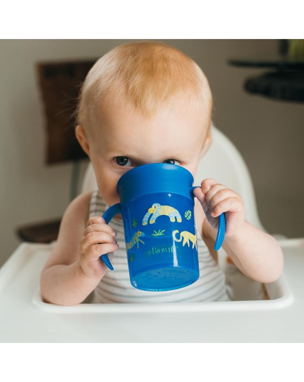 Dr. brown’s εκπαιδευτικό ποτηράκι 360° με λαβές 6m+ 200ml ζωάκια μπλε 112.70.1hc.353 - Dr Browns