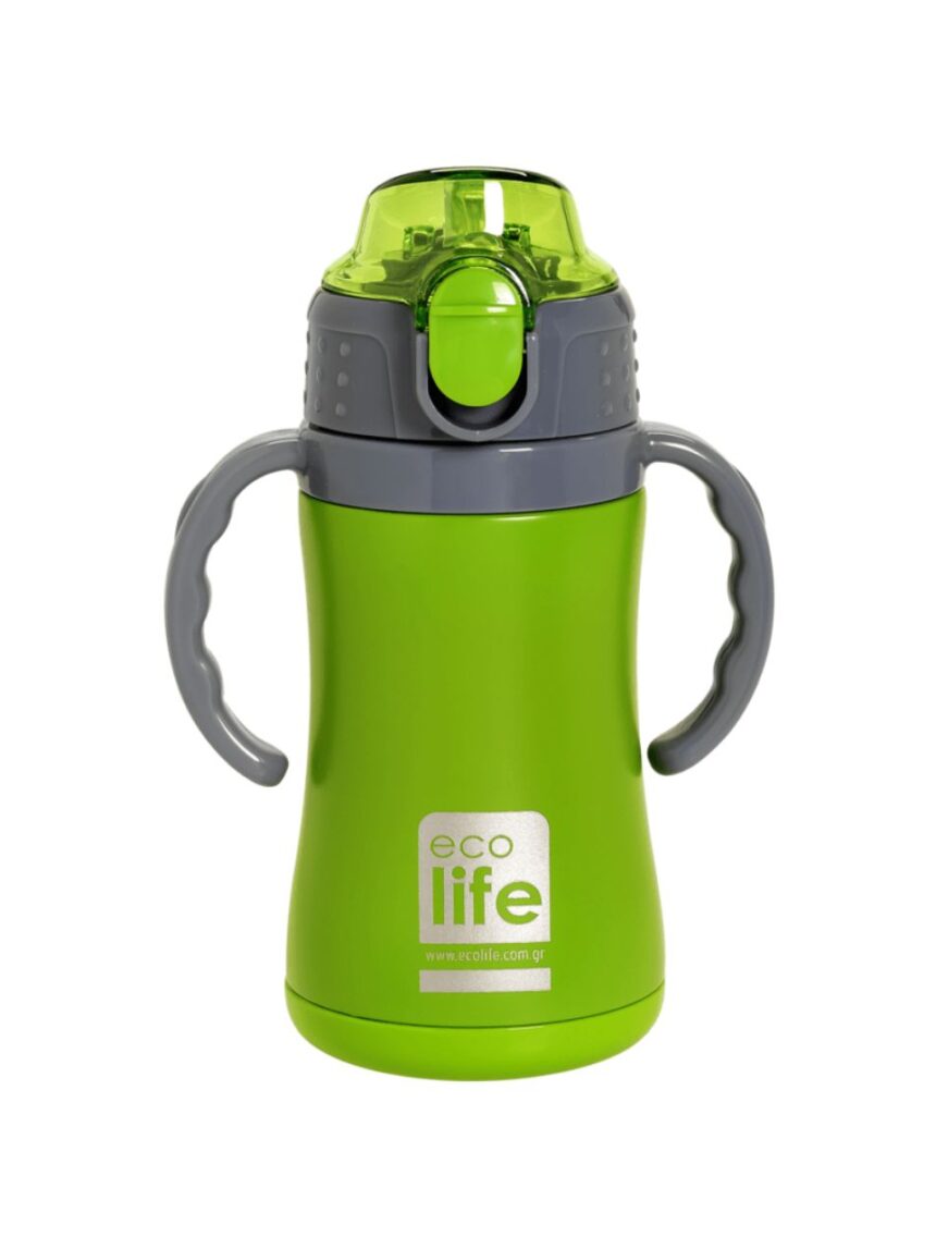Ecolife ανοξείδωτο παγούρι με καλαμάκι kids thermos 300ml green 33-bo-2992 - Ecolife