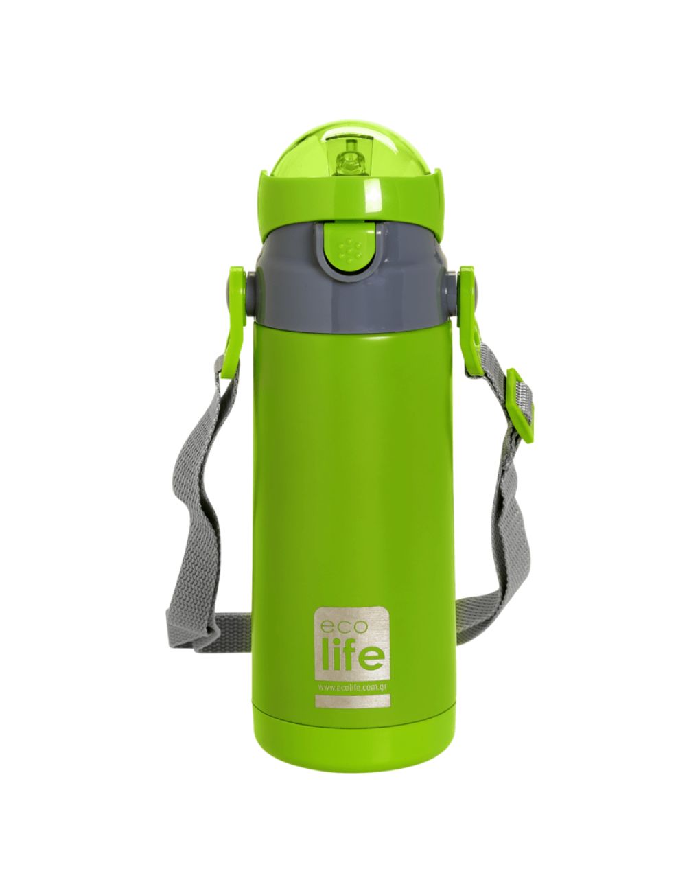 Ecolife ανοξείδωτο παγούρι με καλαμάκι kids thermos 400ml green 33-bo-2994 - Ecolife