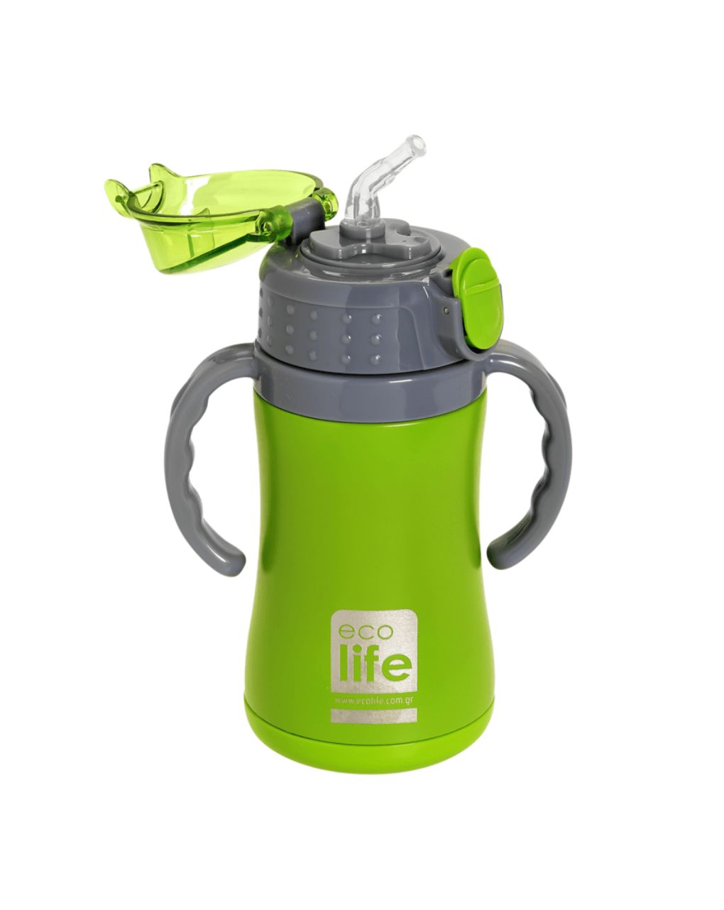 Ecolife ανοξείδωτο παγούρι με καλαμάκι kids thermos 300ml green 33-bo-2992 - Ecolife