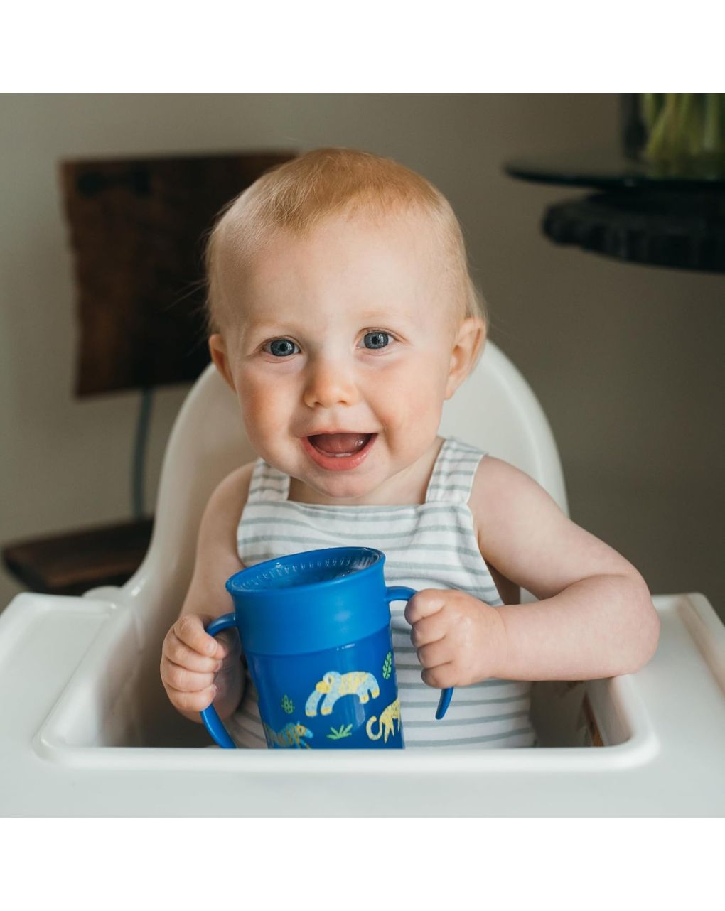 Dr. brown’s εκπαιδευτικό ποτηράκι 360° με λαβές 6m+ 200ml ζωάκια μπλε 112.70.1hc.353 - Dr Browns