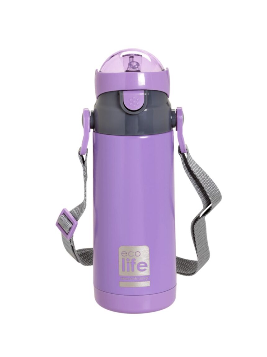 Ecolife ανοξείδωτο παγούρι με καλαμάκι kids thermos 400ml lilac 33-bo-2995 - Ecolife