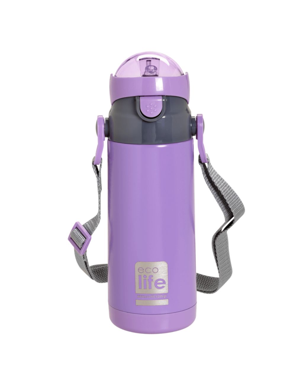 Ecolife ανοξείδωτο παγούρι με καλαμάκι kids thermos 400ml lilac 33-bo-2995 - Ecolife