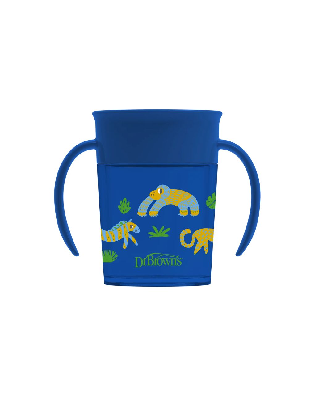 Dr. brown’s εκπαιδευτικό ποτηράκι 360° με λαβές 6m+ 200ml ζωάκια μπλε 112.70.1hc.353 - Dr Browns