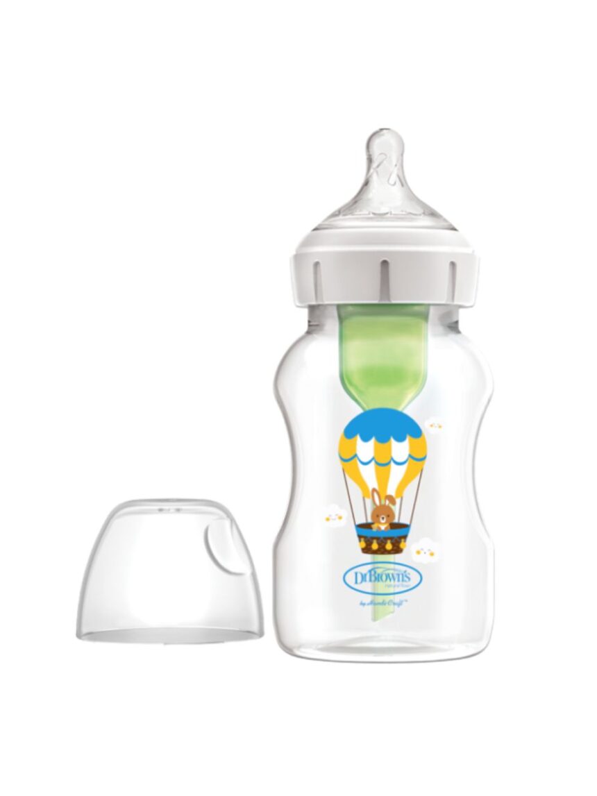 Dr. brown's options+ πλαστικό μπιμπερό με φαρδύ λαιμό 330ml 3m+ λαγουδάκια 112.70.1hc.367 - Dr Browns