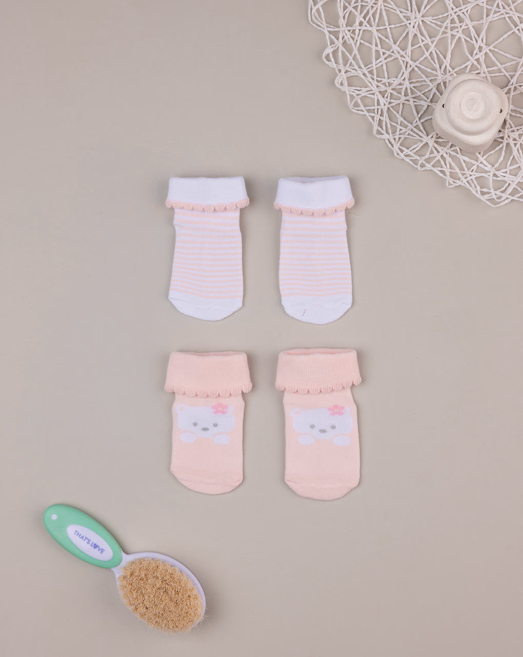 βρεφικά καλτσάκια με αρκουδάκι πακέτο x2 για κορίτσι