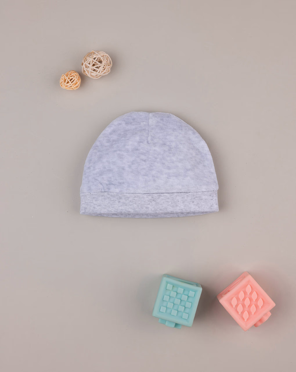 βρεφικό σκουφάκι σενίλ γκρι unisex - Prénatal