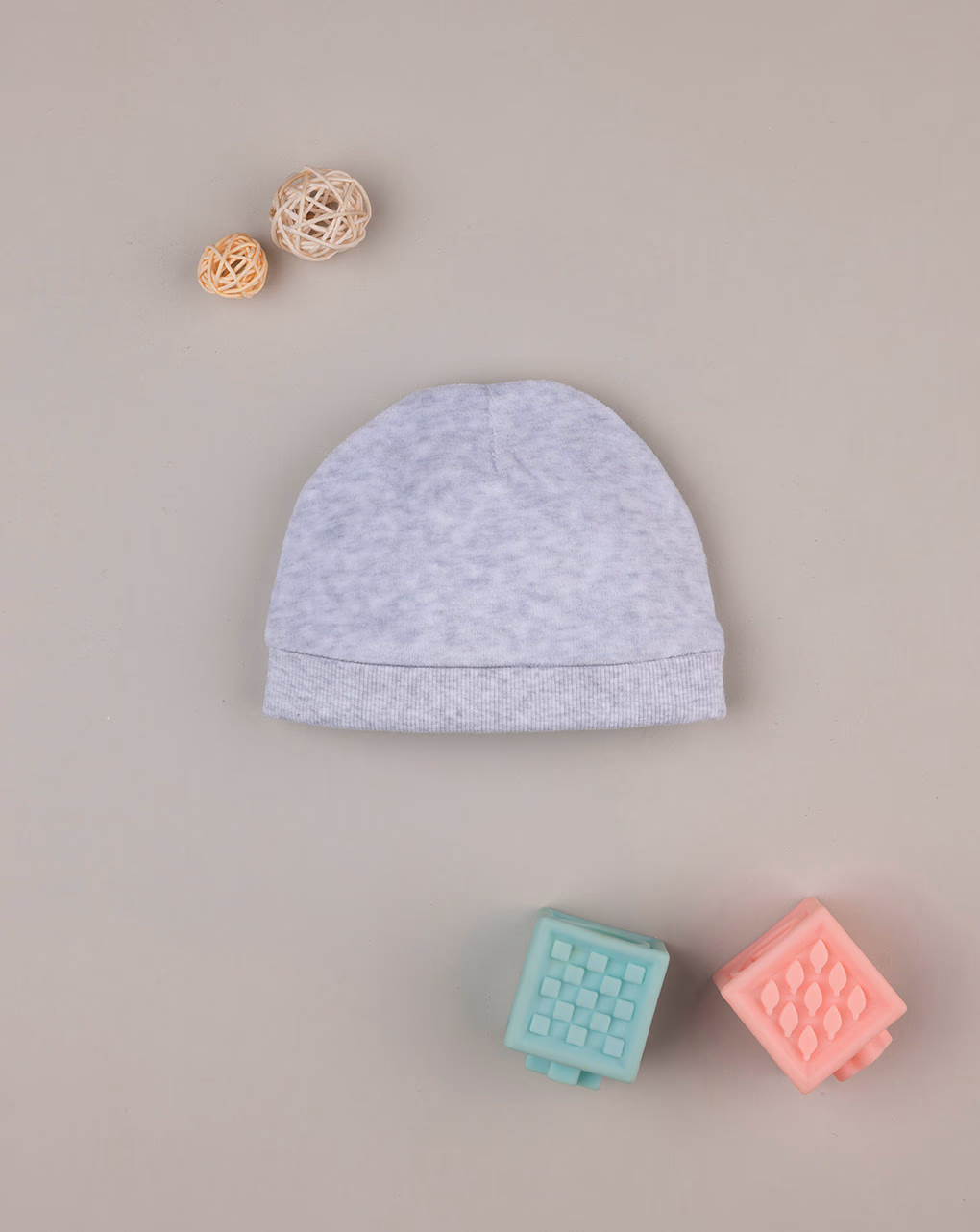 βρεφικό σκουφάκι σενίλ γκρι unisex - Prénatal