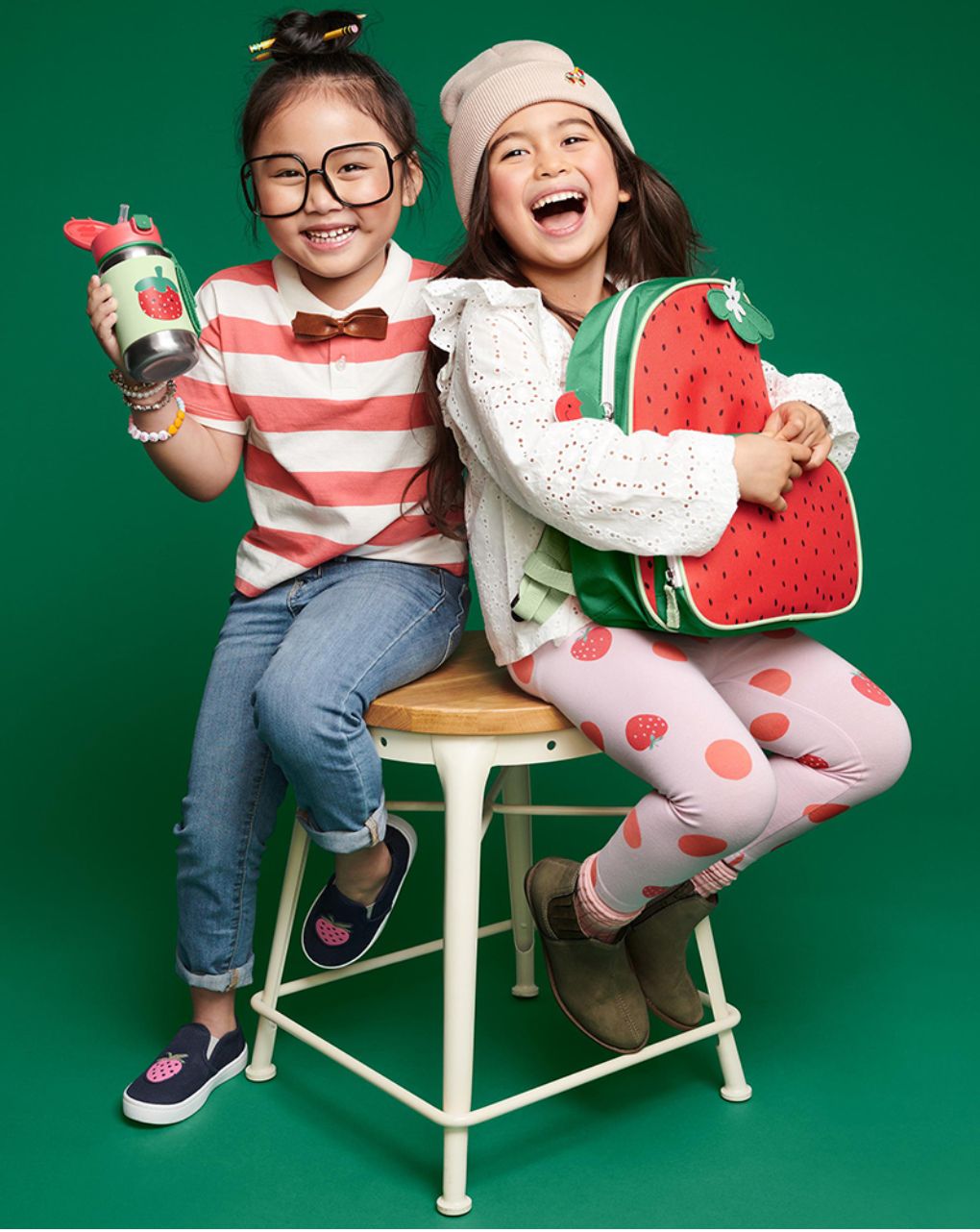 Skip hop sparkle style stainless steel παγούρι με καλαμάκι 350ml strawberry 350ml 29-2903037-02 - SKIP HOP