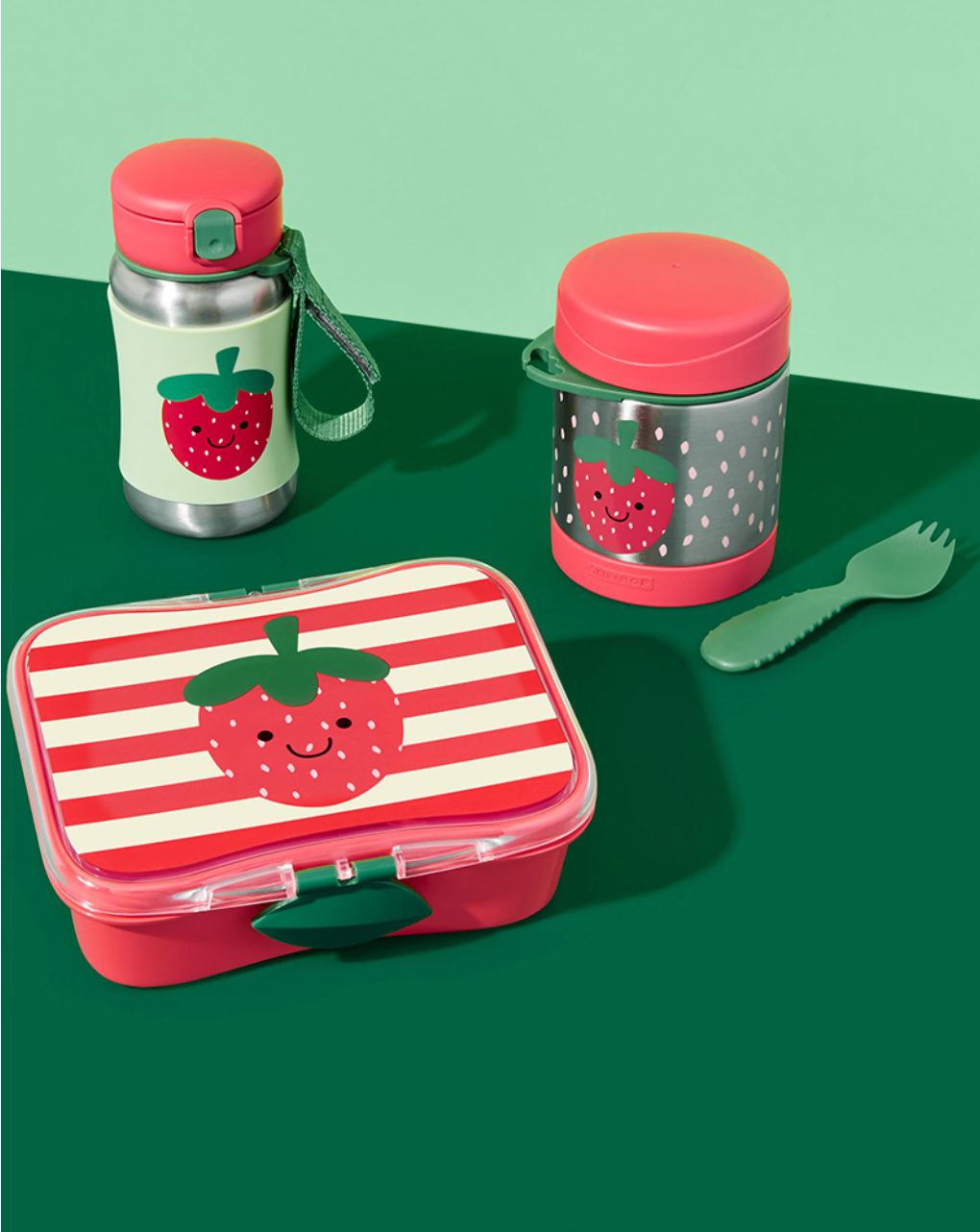 Skip hop sparkle style stainless steel παγούρι με καλαμάκι 350ml strawberry 350ml 29-2903037-02 - SKIP HOP