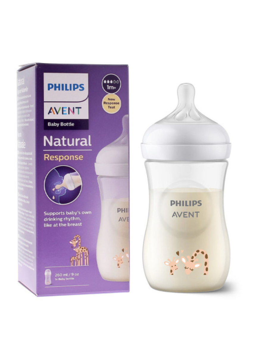 Philips avent πλαστικό μπιμπερό natural response 1m+ 260ml καμηλοπάρδαλη, scy903/66 - Philips Avent