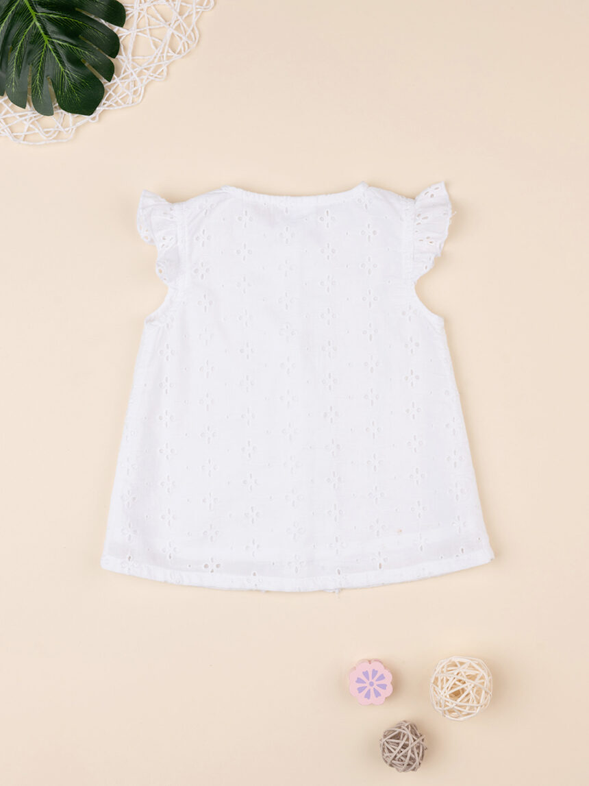 βρεφικό πουκάμισο λευκό με δαντέλα sangallo για κορίτσι - Prénatal