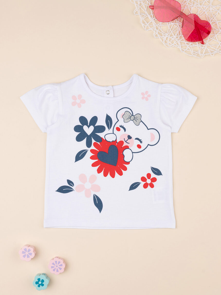 βρεφικό t-shirt λευκό με αρκουδάκι για κορίτσι - Prénatal