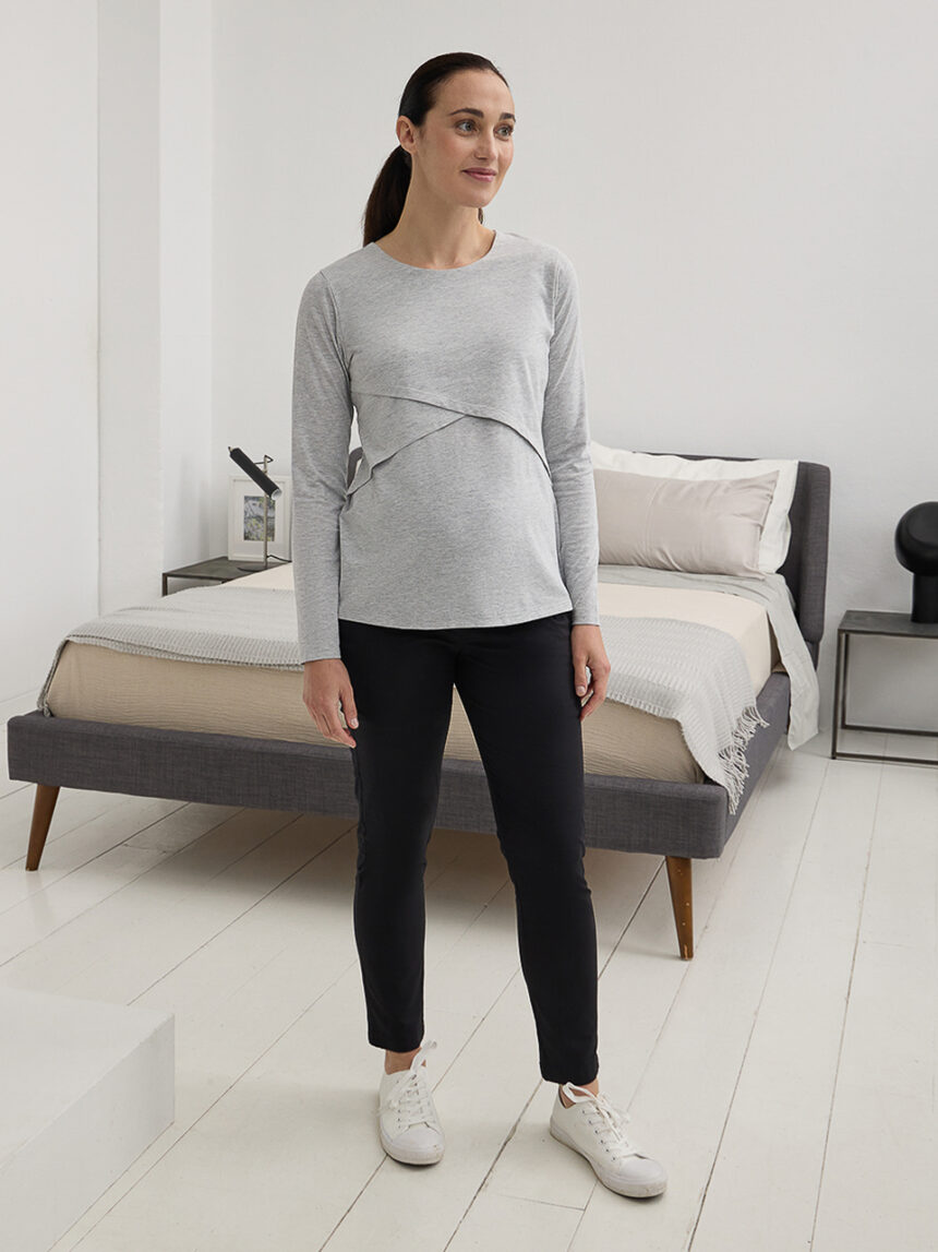 γυναικείο παντελόνι εγκυμοσύνης μαύρο από ποπλίνα - Prénatal