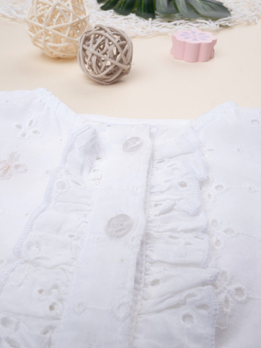 βρεφικό πουκάμισο λευκό με δαντέλα sangallo για κορίτσι - Prénatal