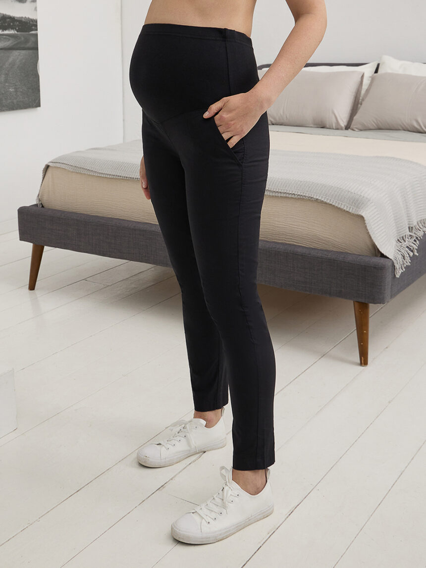 γυναικείο παντελόνι εγκυμοσύνης μαύρο από ποπλίνα - Prénatal