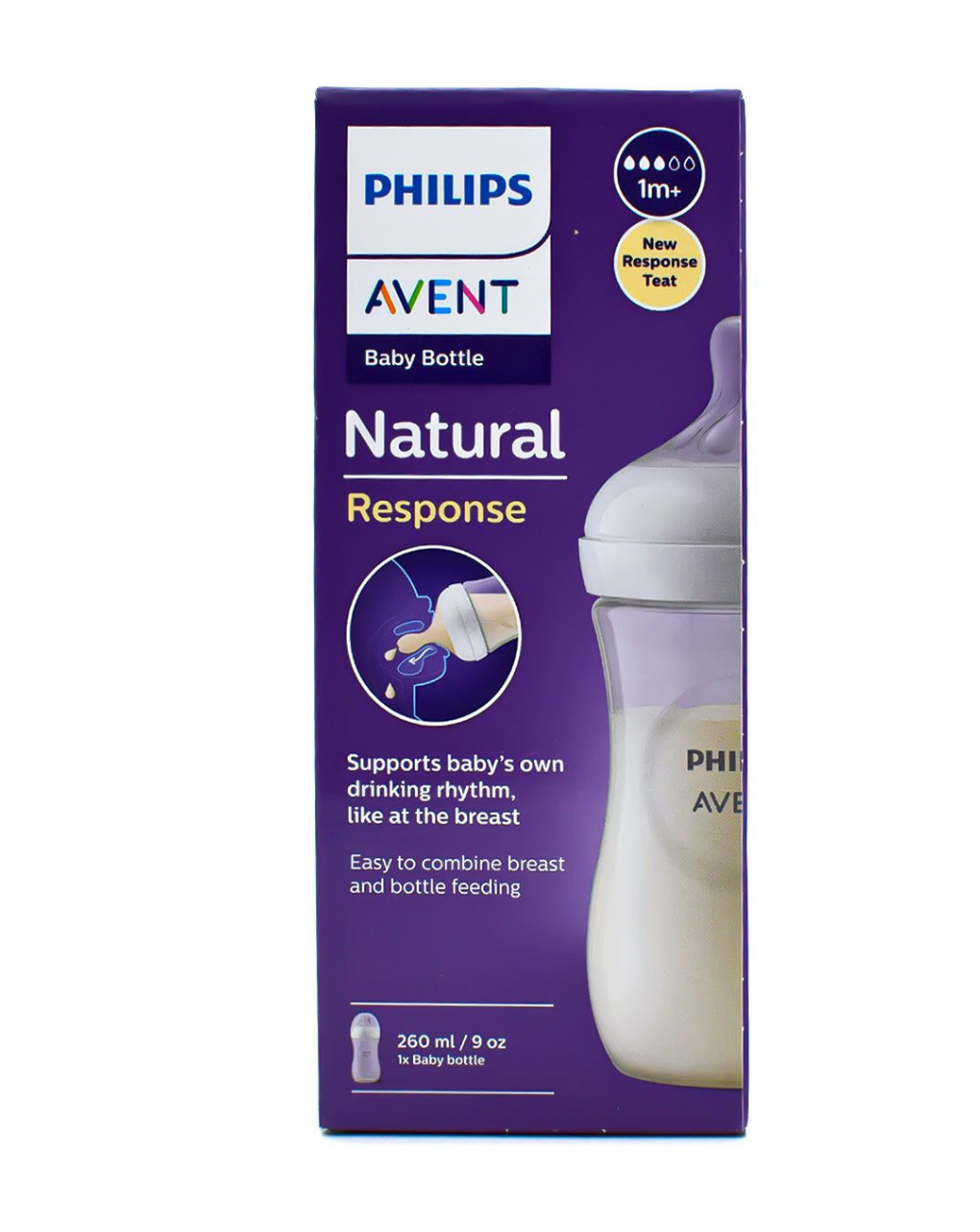 Philips avent πλαστικό μπιμπερό natural response 1m+ 260ml, scy903/01 - Philips Avent