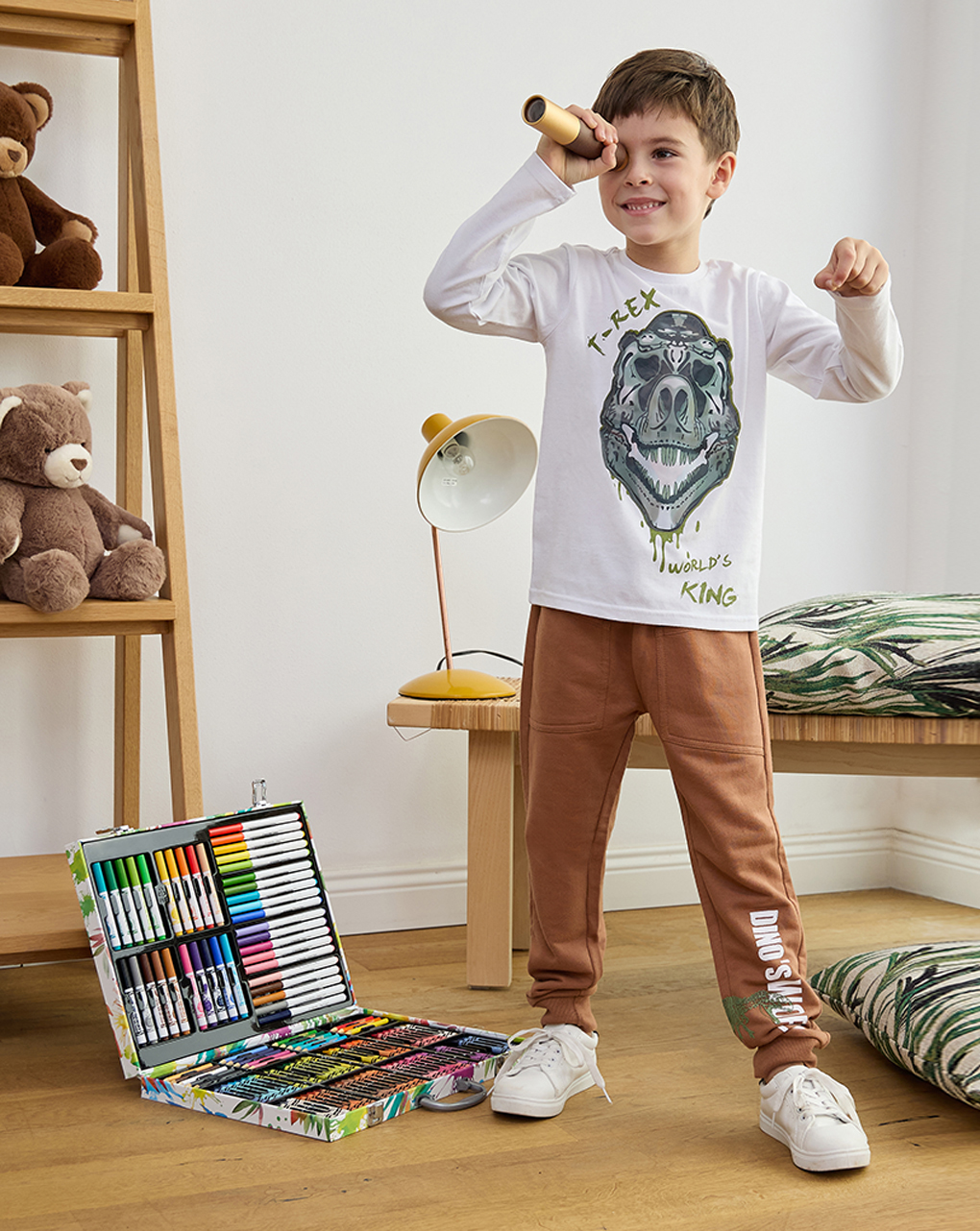 παιδική μπλούζα λευκή με δεινόσαυρο για αγόρι - Prénatal