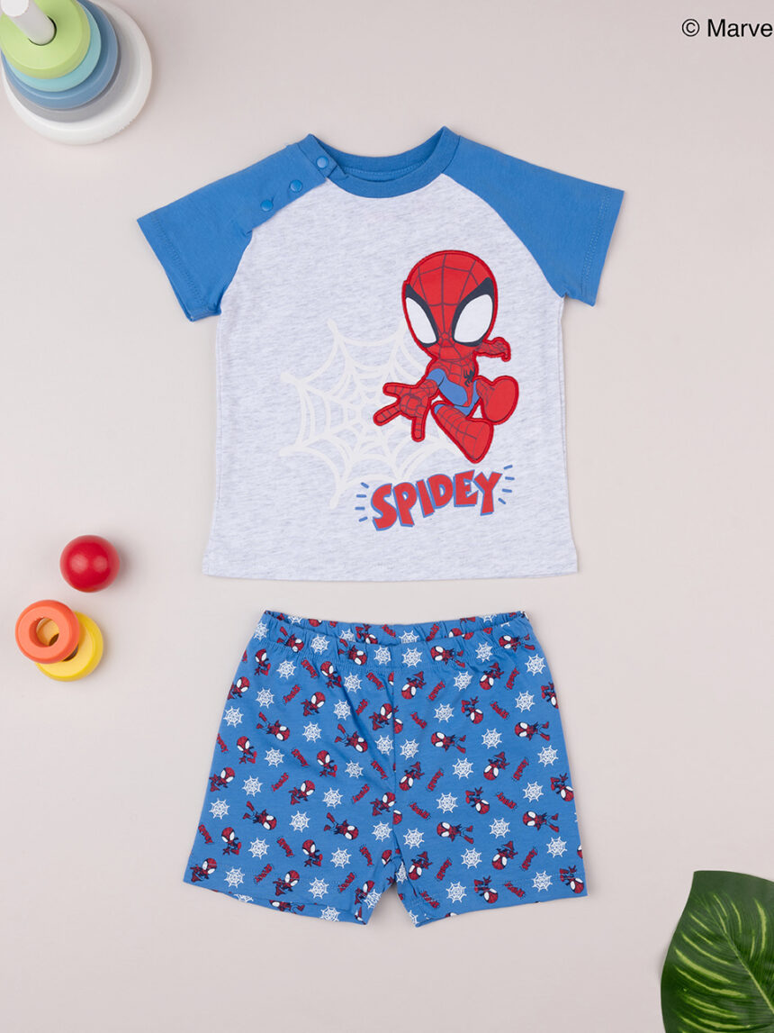 βρεφική πιτζάμα γκρι/μπλε με τον spiderman για αγόρι - Prénatal