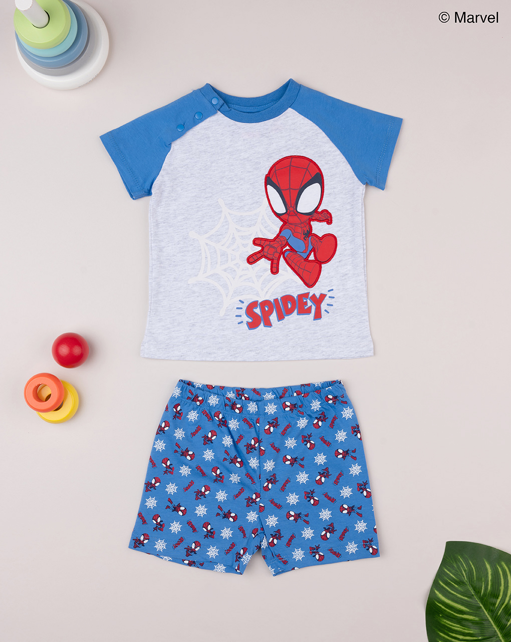 βρεφική πιτζάμα γκρι/μπλε με τον spiderman για αγόρι - Prénatal