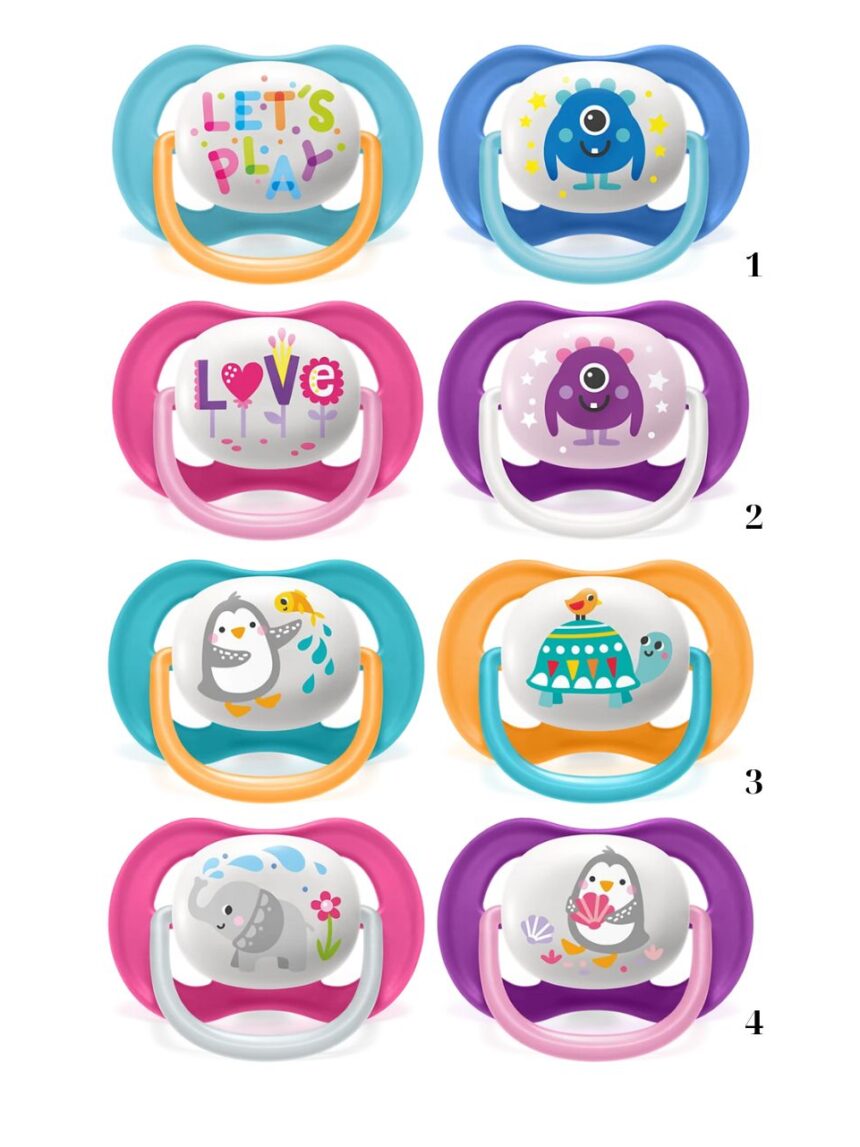 Philips avent πιπίλες ultra air 2τμχ 6-18m (4 σχέδια) scf080/12 - Philips Avent