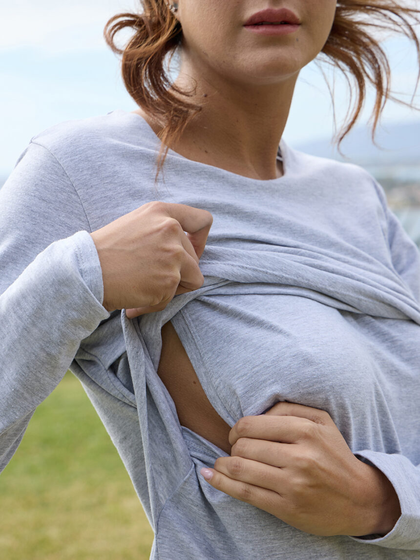 γυναικεία μπλούζα εγκυμοσύνης/θηλασμού γκρι - Prénatal