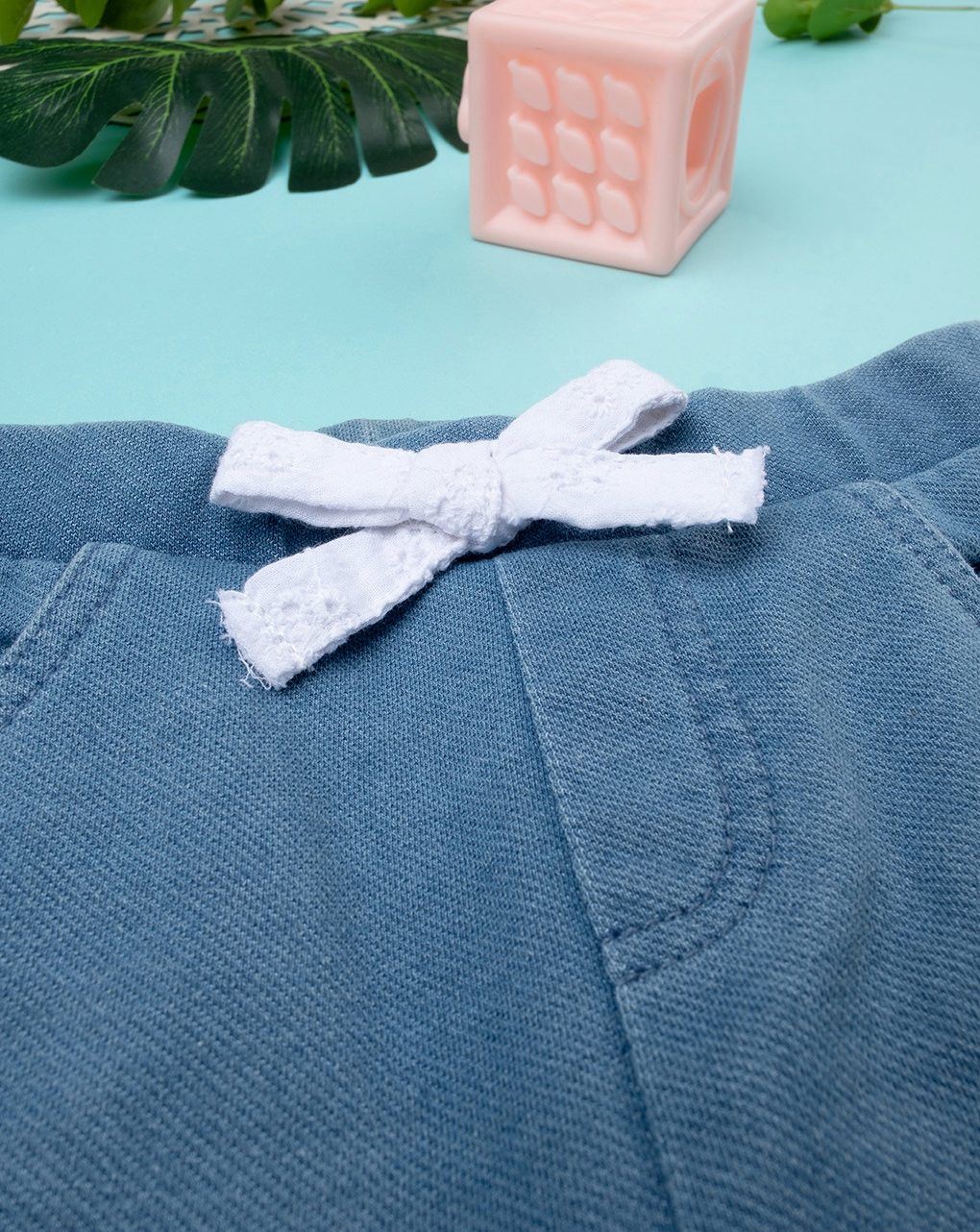 βρεφικό τζιν παντελόνι μπλε με φιογκάκι για κορίτσι - Prénatal