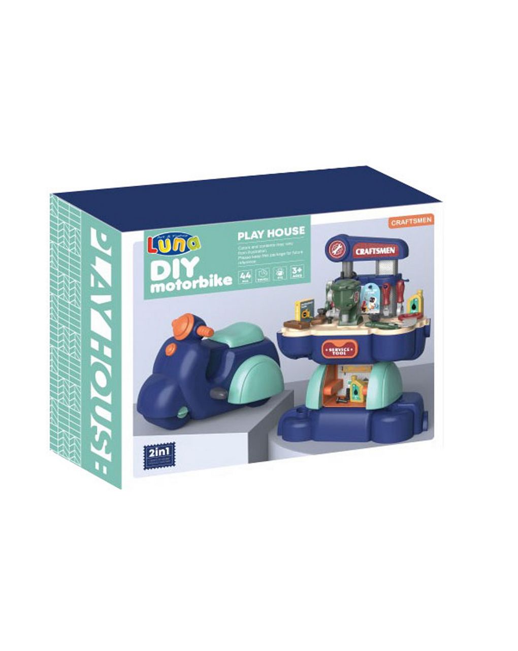 βαλιτσάκι μηχανή εργαλεία μπλε luna toys 000622148 - LUNA