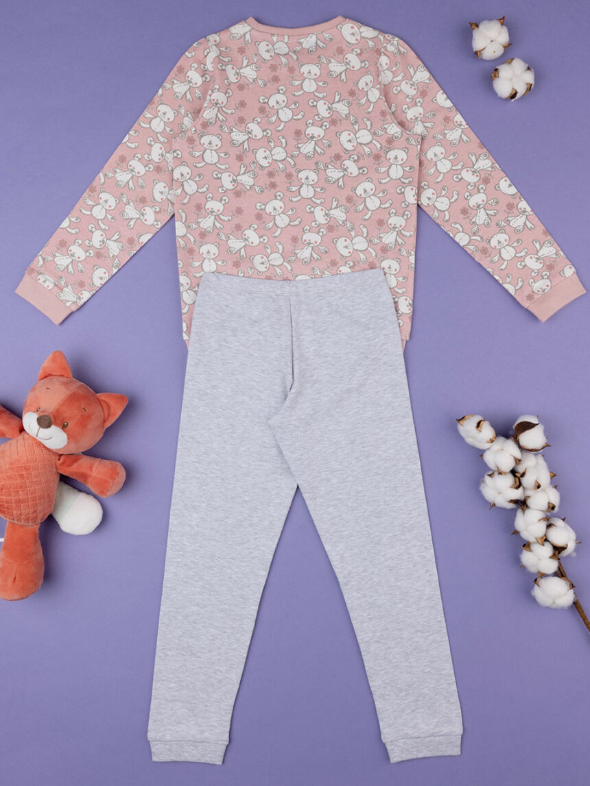παιδική πιτζάμα ροζ/γκρι με αρκουδάκια για κορίτσι - Prénatal