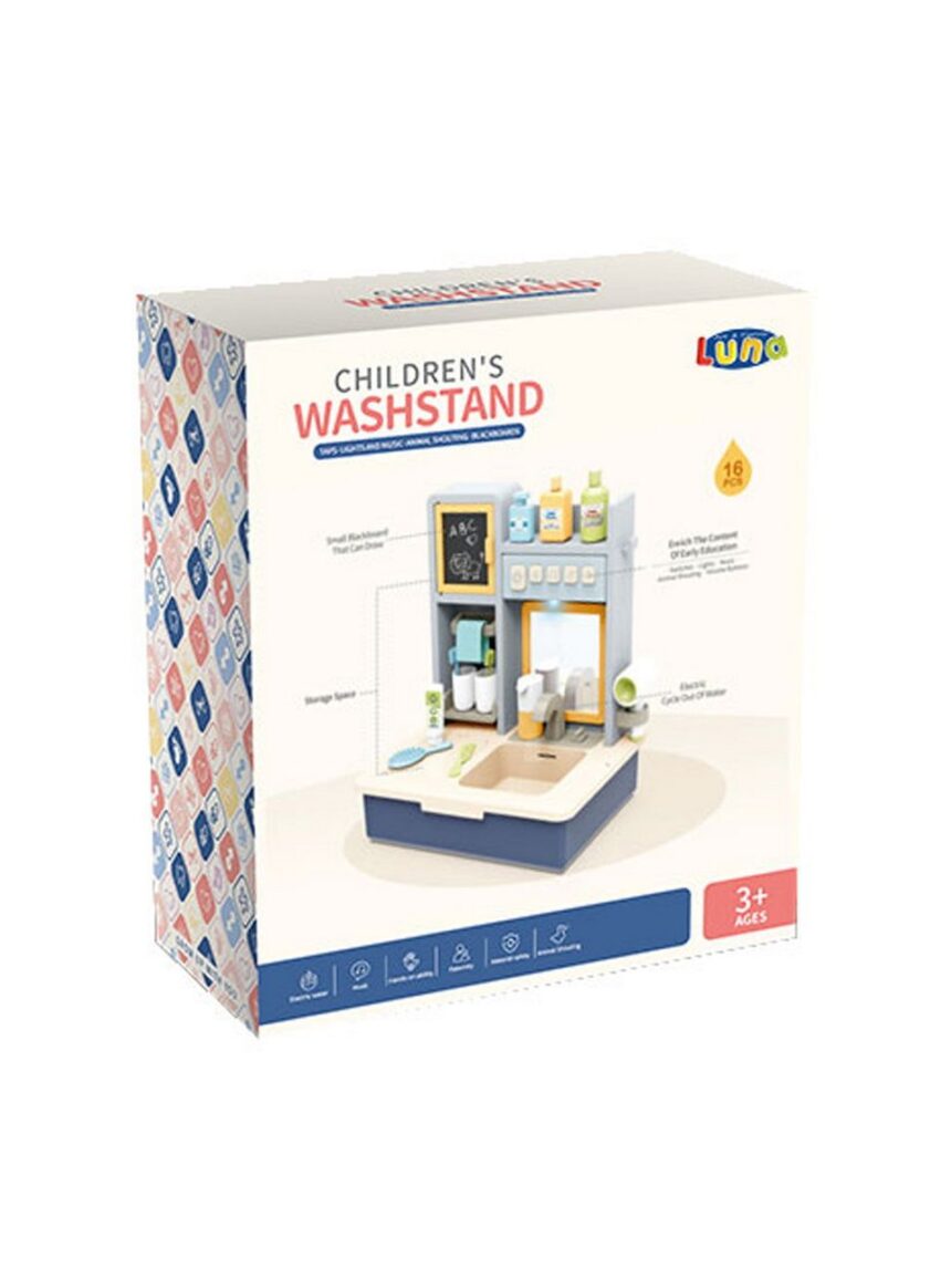 νεροχύτης μπάνιου μπλε με φως και μουσική luna toys 000621816 - LUNA