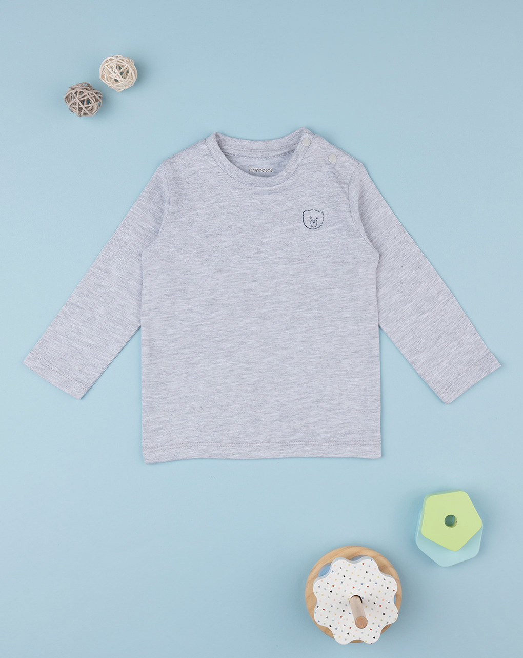 βρεφική μπλούζα γκρι teddy για αγόρι - Prénatal
