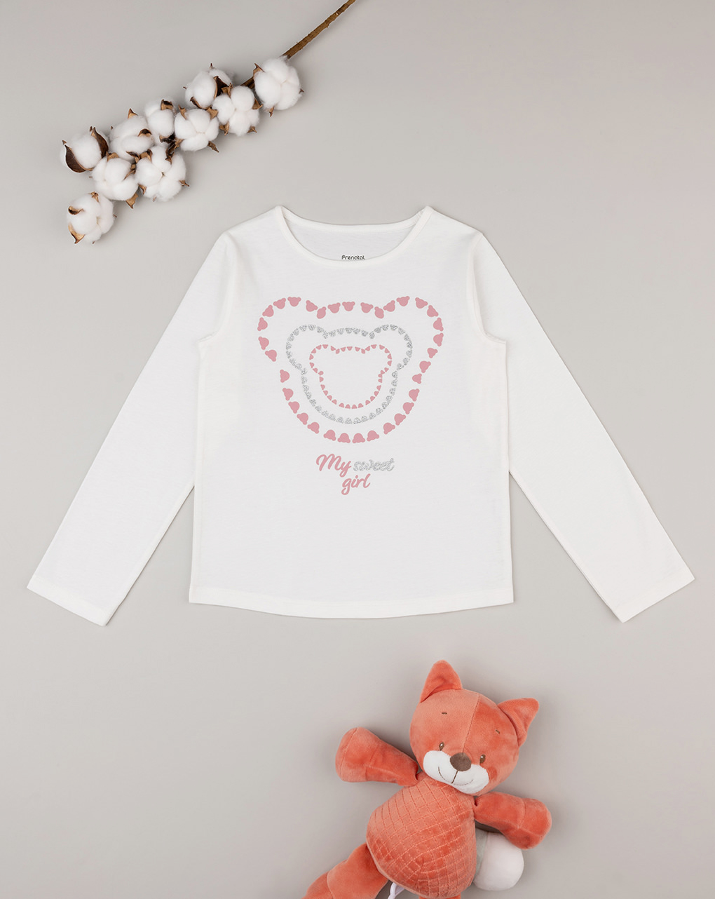 παιδική μπλούζα λευκή teddy για κορίτσι