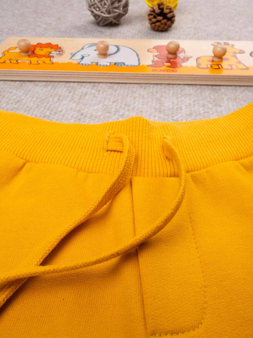 βρεφικό παντελόνι φόρμας κίτρινο french terry για αγόρι - Prénatal