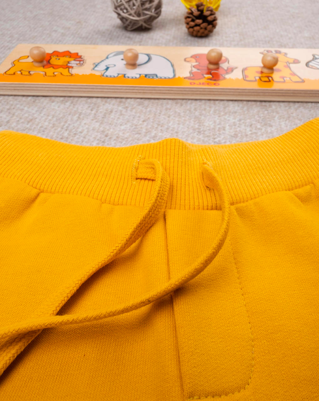 βρεφικό παντελόνι φόρμας κίτρινο french terry για αγόρι - Prénatal