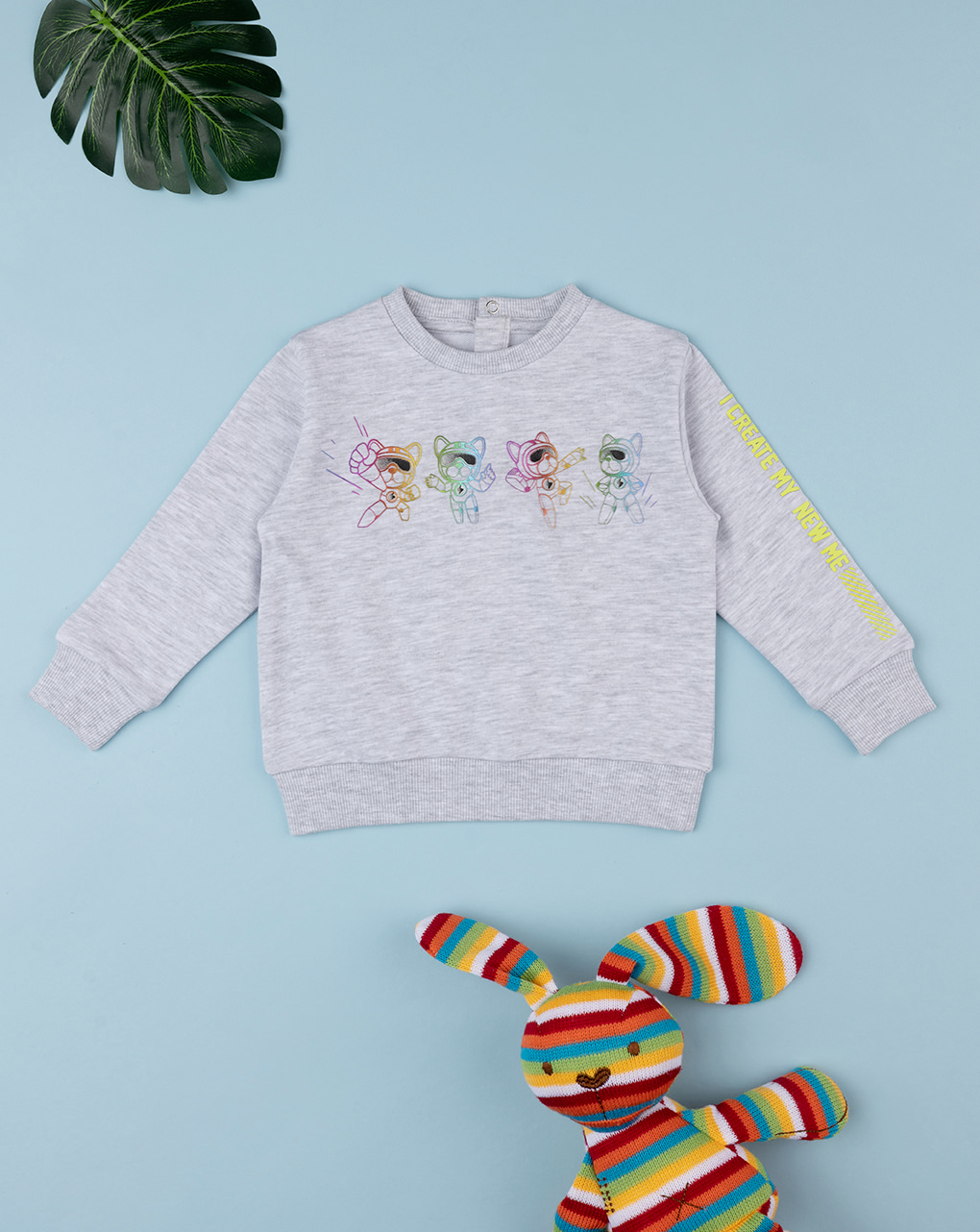 βρεφική μπλούζα φούτερ γκρι με ρομποτάκια για αγόρι - Prénatal