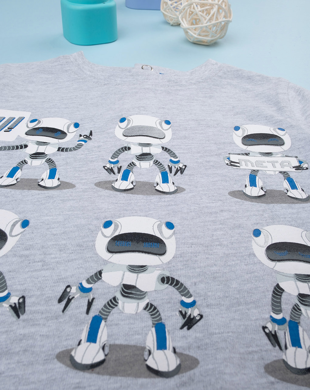 βρεφική μπλούζα γκρι με ρομποτάκια για αγόρι - Prénatal