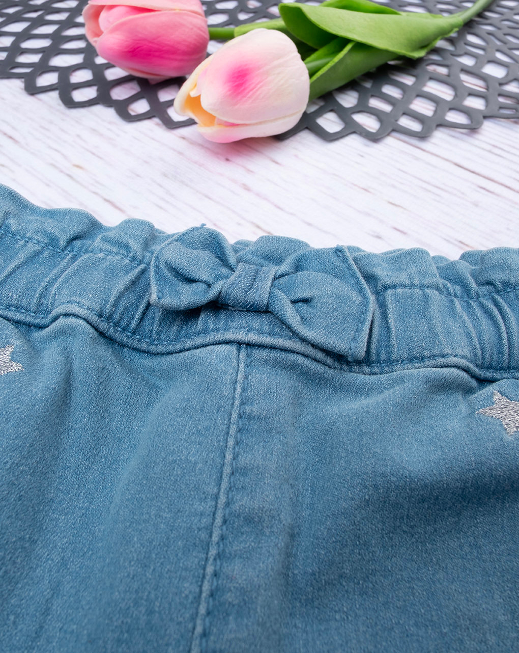 βρεφικό τζιν παντελόνι μπλε ανοιχτό με αστεράκια για κορίτσι - Prénatal