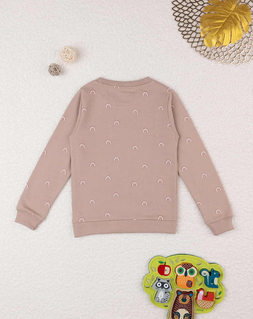 παιδική μπλούζα φούτερ μπεζ με ουράνια τόξα για κορίτσι - Prénatal