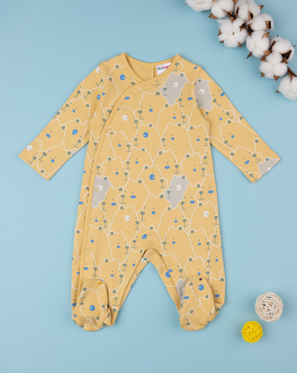βρεφικό φορμάκι κίτρινο με αρκουδάκια για αγόρι - Prénatal