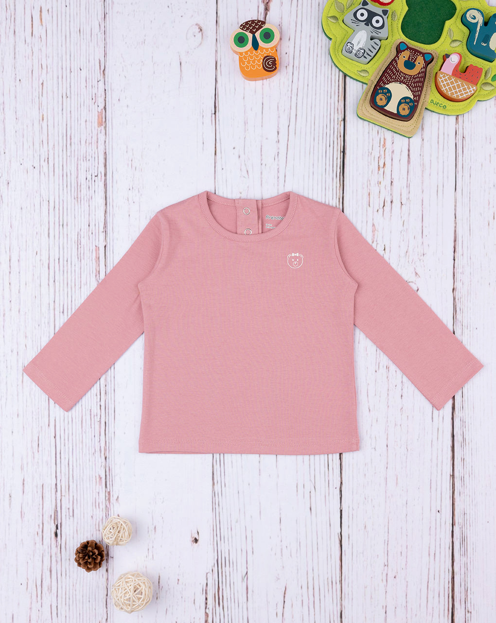 βρεφική μπλούζα ροζ teddy για κορίτσι