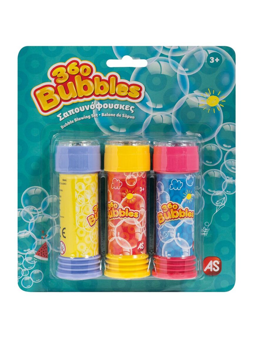 As 3 μπουκαλάκια σαπουνόφουσκες 360 bubbles  5200-01355 - AS Company