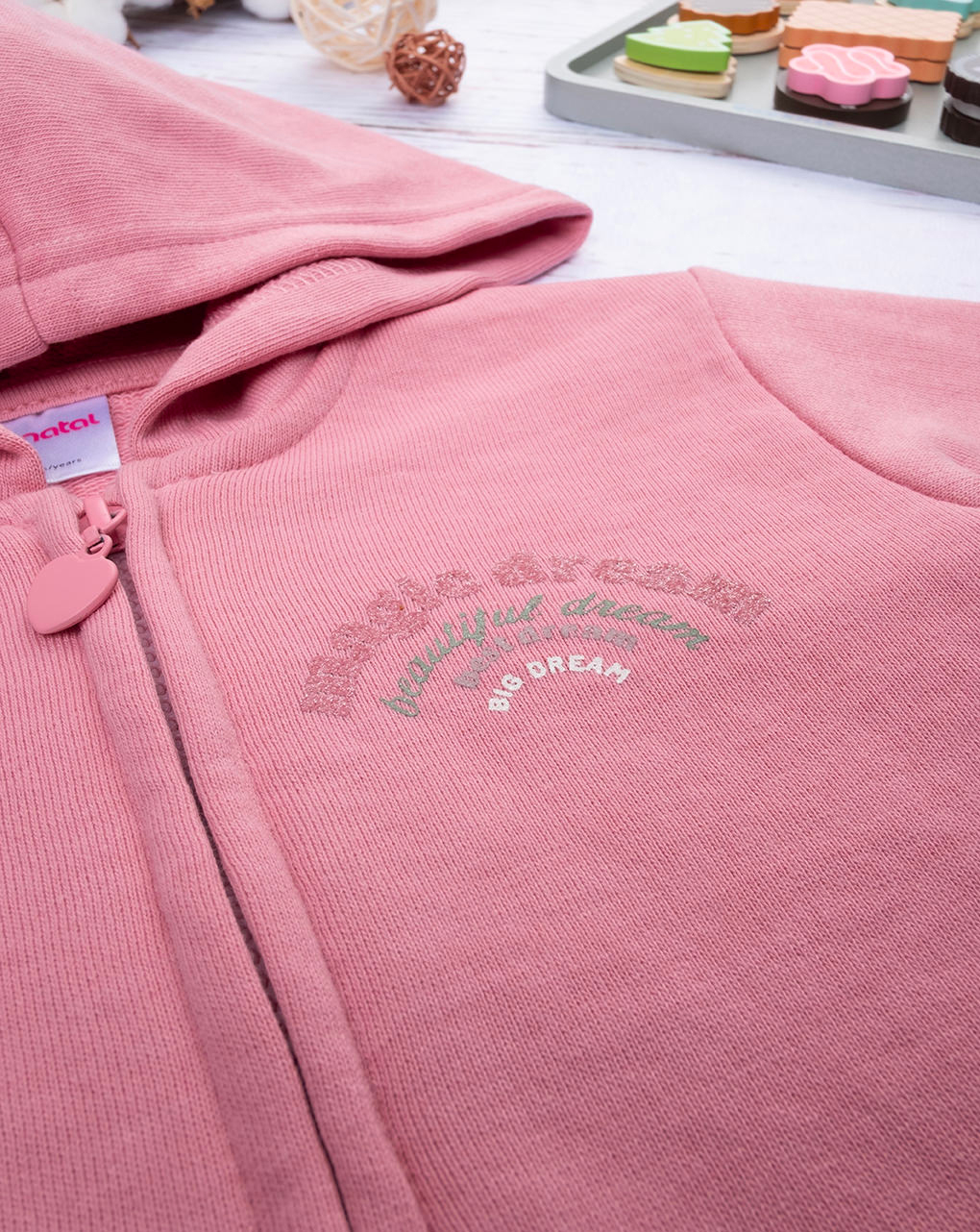 παιδική ζακέτα φούτερ ροζ με ουράνιο τόξο για κορίτσι - Prénatal