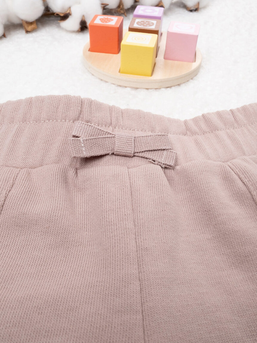 βρεφικό παντελόνι φούτερ μπεζ με φιογκάκι για κορίτσι - Prénatal