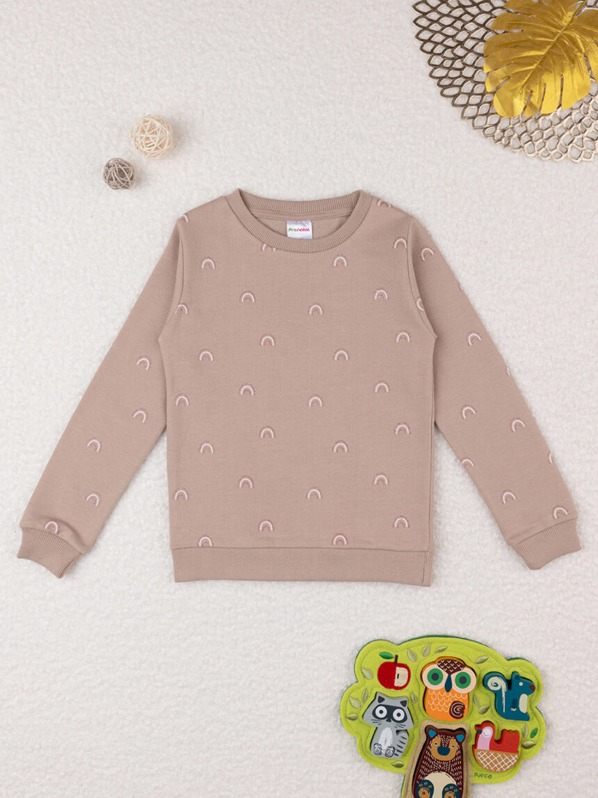 παιδική μπλούζα φούτερ μπεζ με ουράνια τόξα για κορίτσι - Prénatal