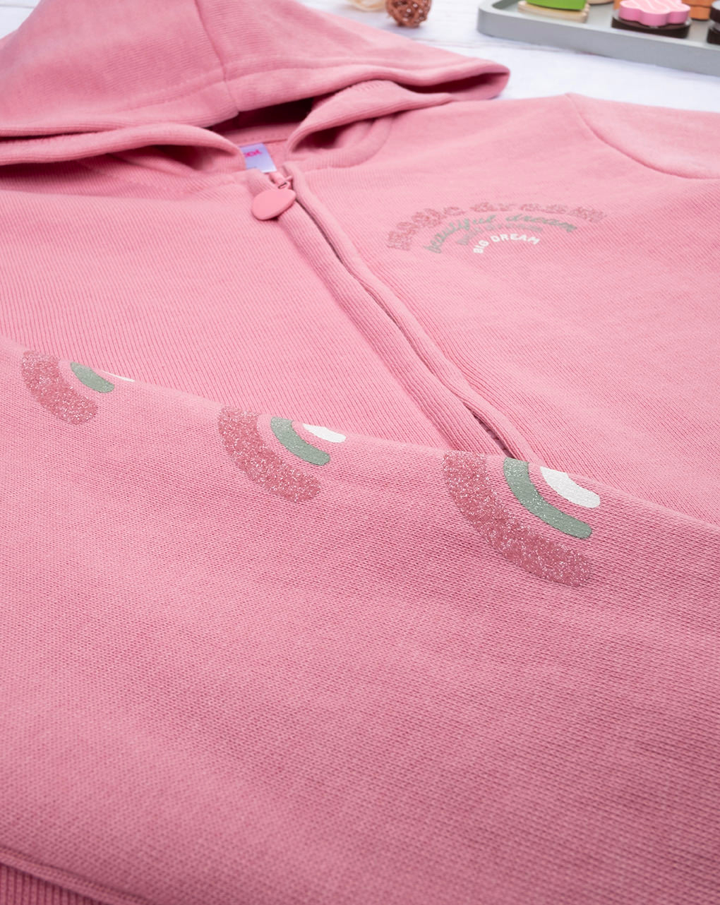 παιδική ζακέτα φούτερ ροζ με ουράνιο τόξο για κορίτσι - Prénatal
