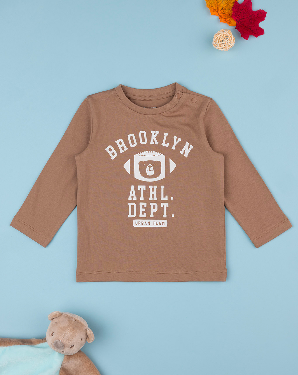βρεφική μπλούζα καφέ brooklyn για αγόρι